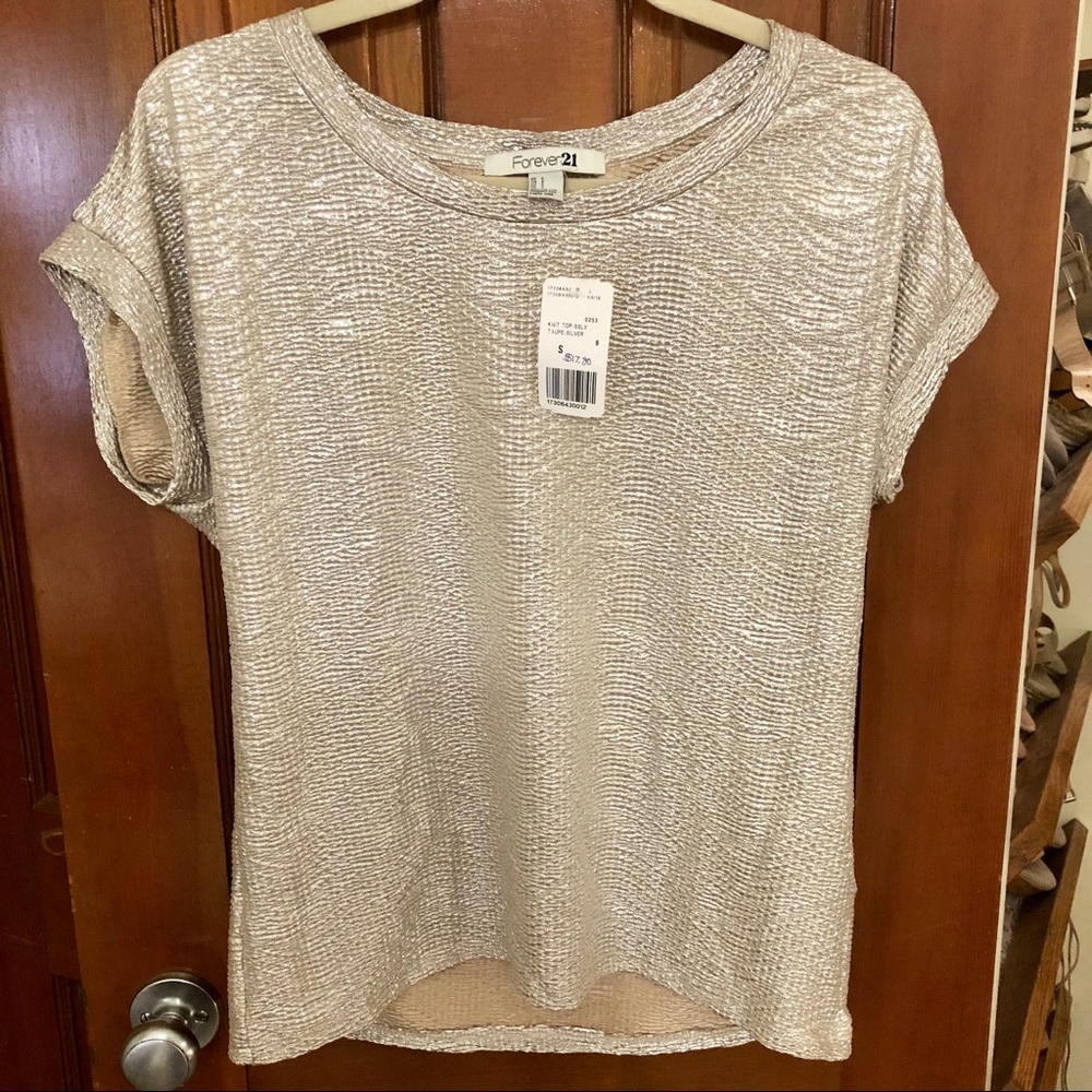 Forever 21 Metallic Knit Short Sleeve Top